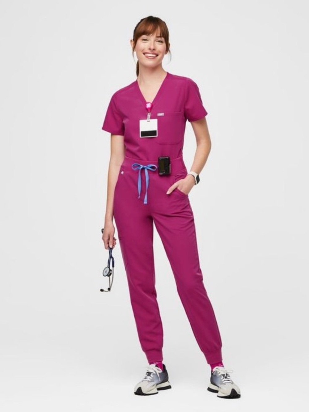 Figs Women's Raspberry Sorbet Scrub Jumpsuit